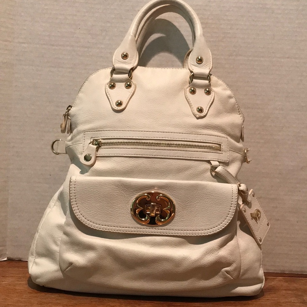 EMMA FOX White Leather Satchel